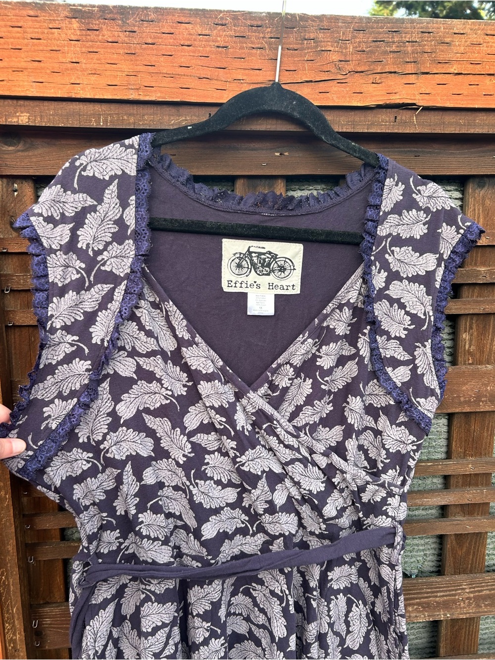 Effie's Heart Navy and Ivory Leaf-Print Wrap Dress - Picture 5 of 12